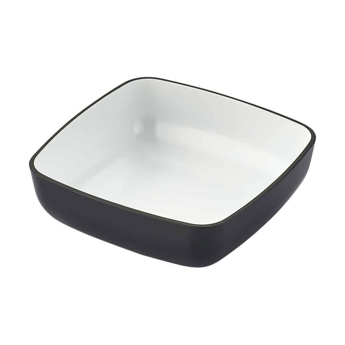 Kom Wit/Zwart Melamine Vierkant 13 x 13 x 4 cm | Huisbest.nl