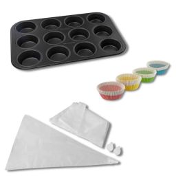Zenker muffin bakset 3-delig met 12-vorm en spuitzak