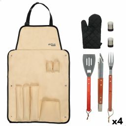 Set met barbecuebenodigdheden Aktive 7 Onderdelen Barbecue Roestvrij staal 42 x 67 x 3 cm (4 Stuks) | Huisbest.nl