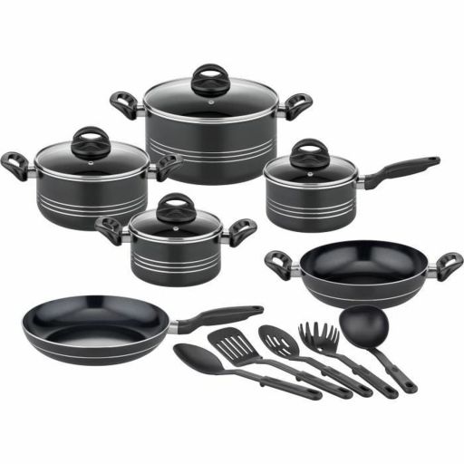 GSW Milano Nero pan set 15-piece black induction