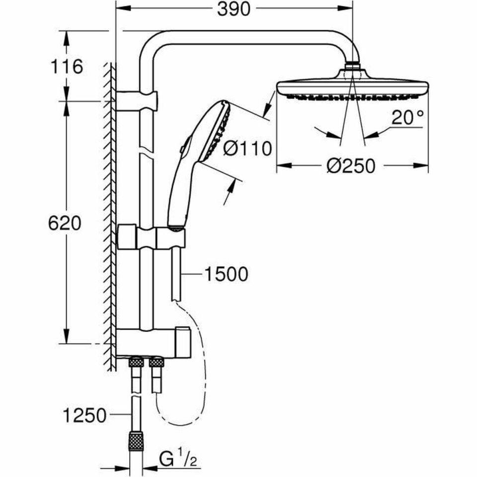 GROHE Vitalio Start System 250 Flex regendoucheset