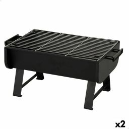 Barbecue Draagbare Aktive Staal 45 x 25 x 30 cm Zwart (2 Stuks) | Huisbest.nl
