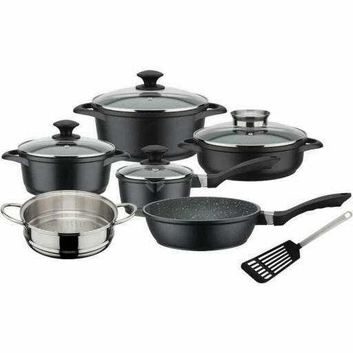 GSW Gourmet Granit pan set 10-piece black induction