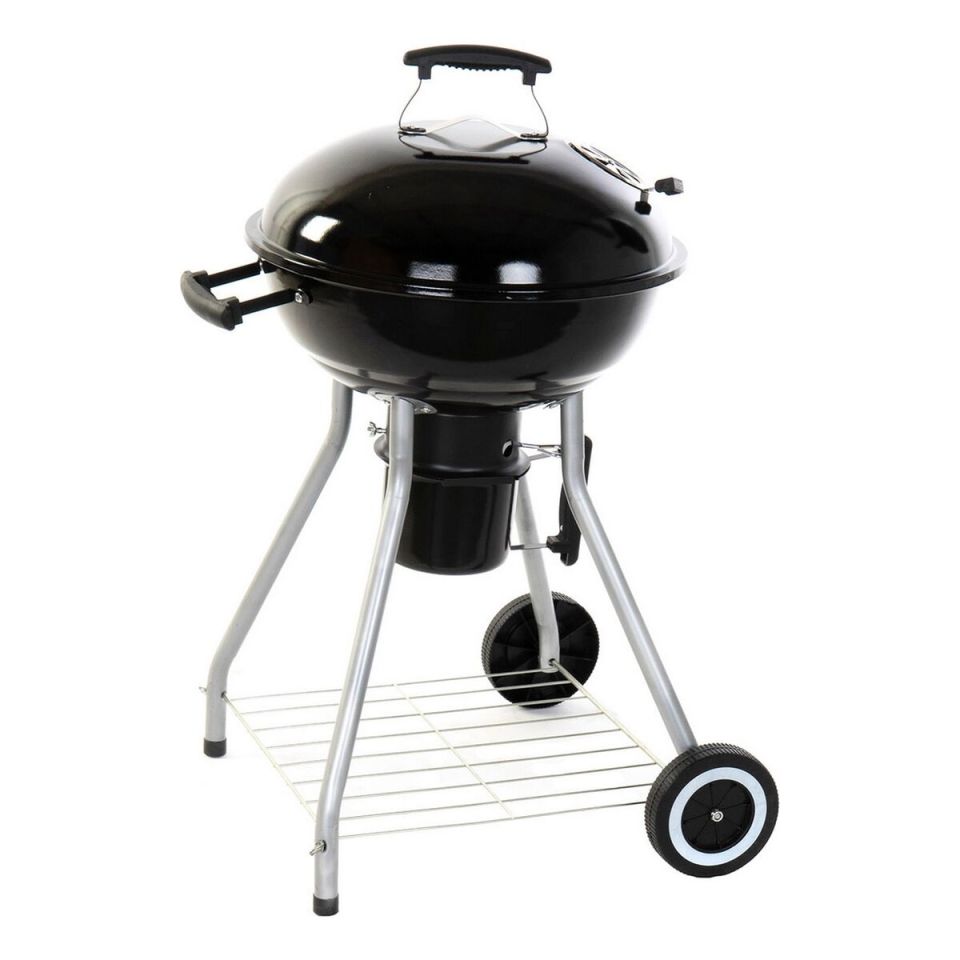 DKD Home Decor houtskoolbarbecue met wielen zwart